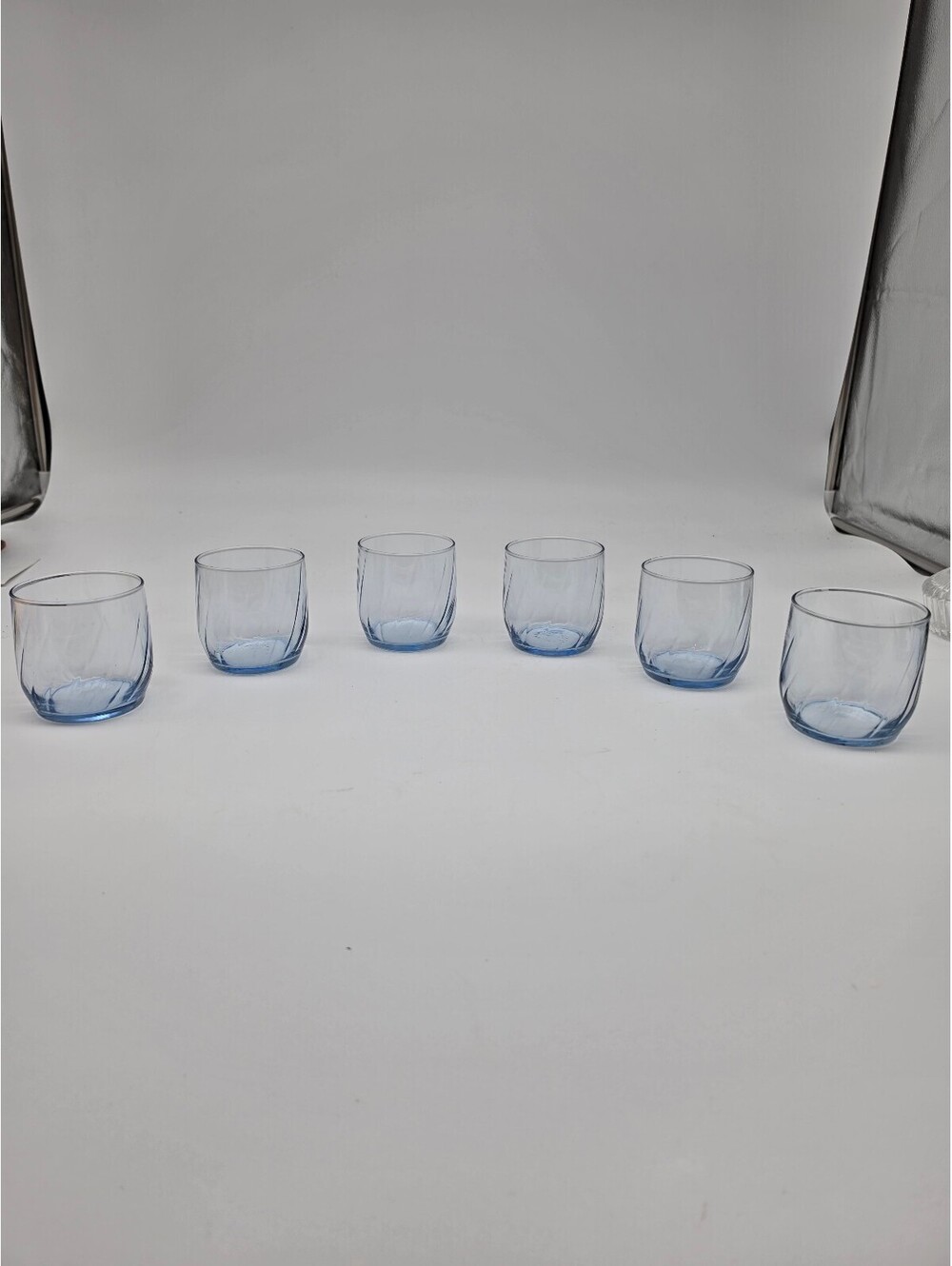 Set of 6 Blue Twisted Glass Whiskey Tumblers